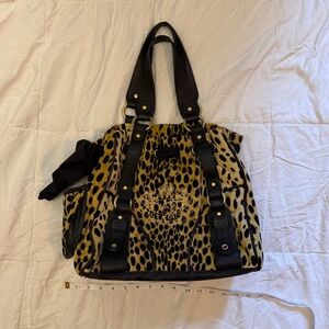 Vintage Juicy Couture Leopard Print Tote Bag with Black Trim